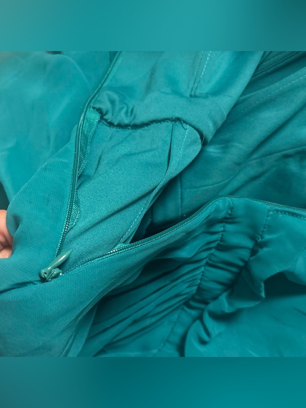Sexy Ruffled Teal Strapless Cache Dress Size 6 - Picture 4 of 6